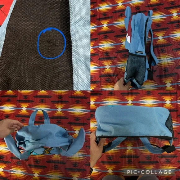 Disney Loungefly Lilo & Stitch Ears Ice Cream Tongue Flap School Blue Backpack - Picture 4 of 7